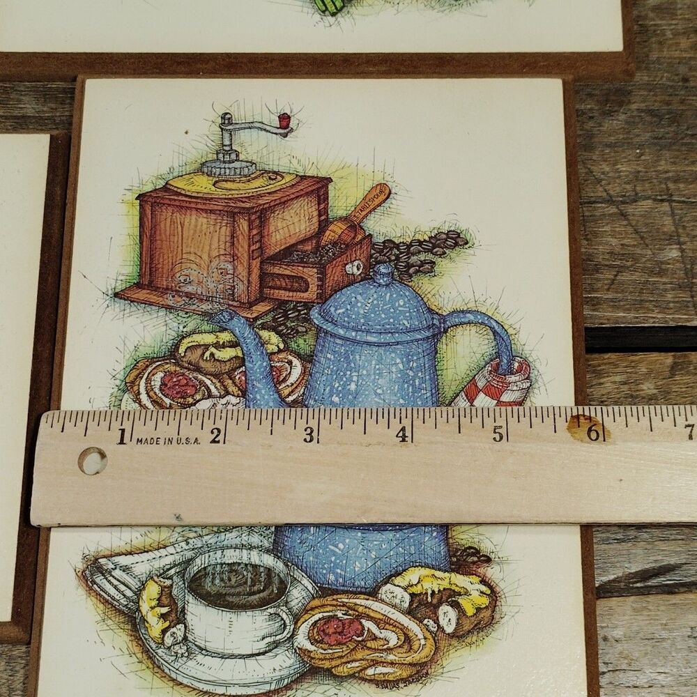 Vintage Set of 4 Plaque Kitchen Decor Farmhouse Wall Hanging Retro Primitive - Picture 7 of 8
